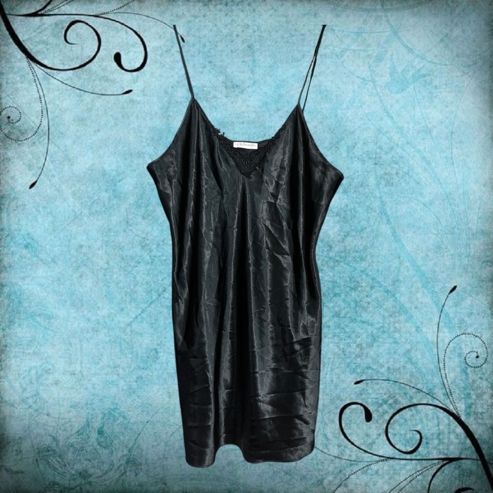 vintage 90s black spaghetti strap negligee